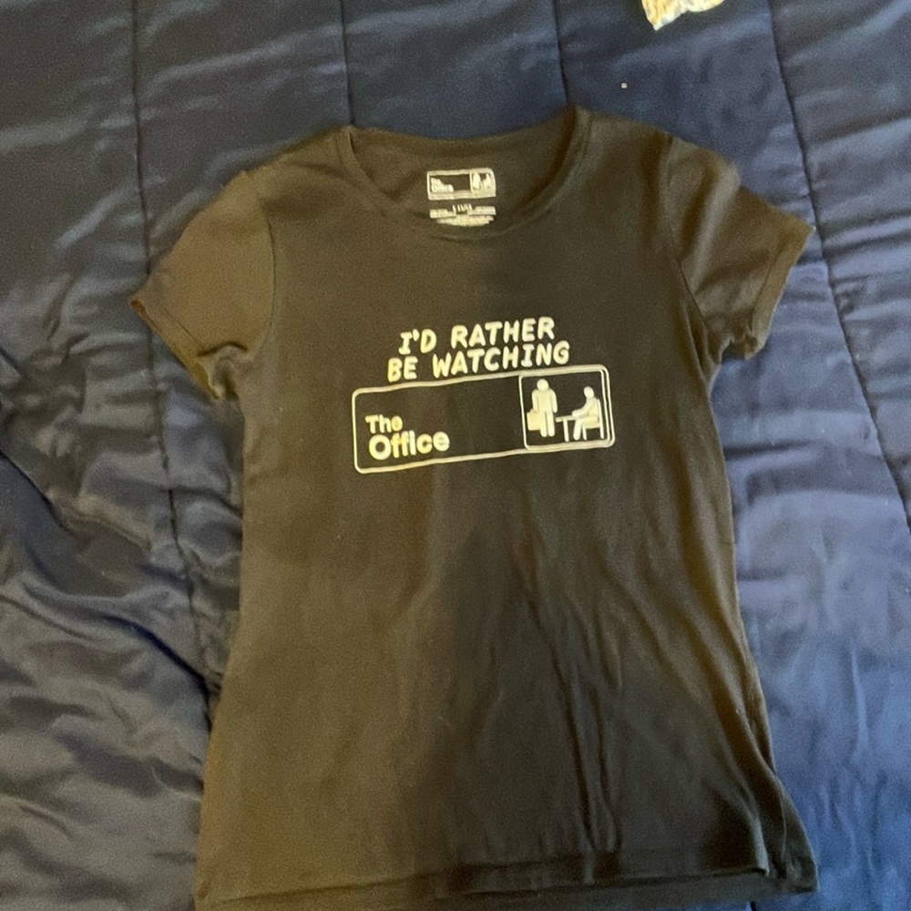Black t-shirt, the office